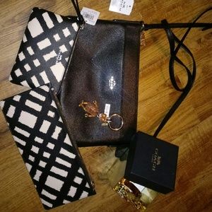 A coach set of 3 bracelets, purse and keychain